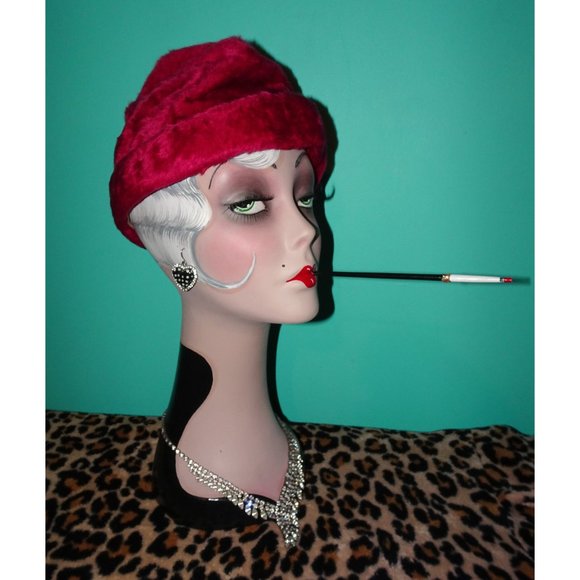 Vintage Fuchsia Pink Empress Turban Style Clochet Hat pinup retro rockabilly - Picture 2 of 10